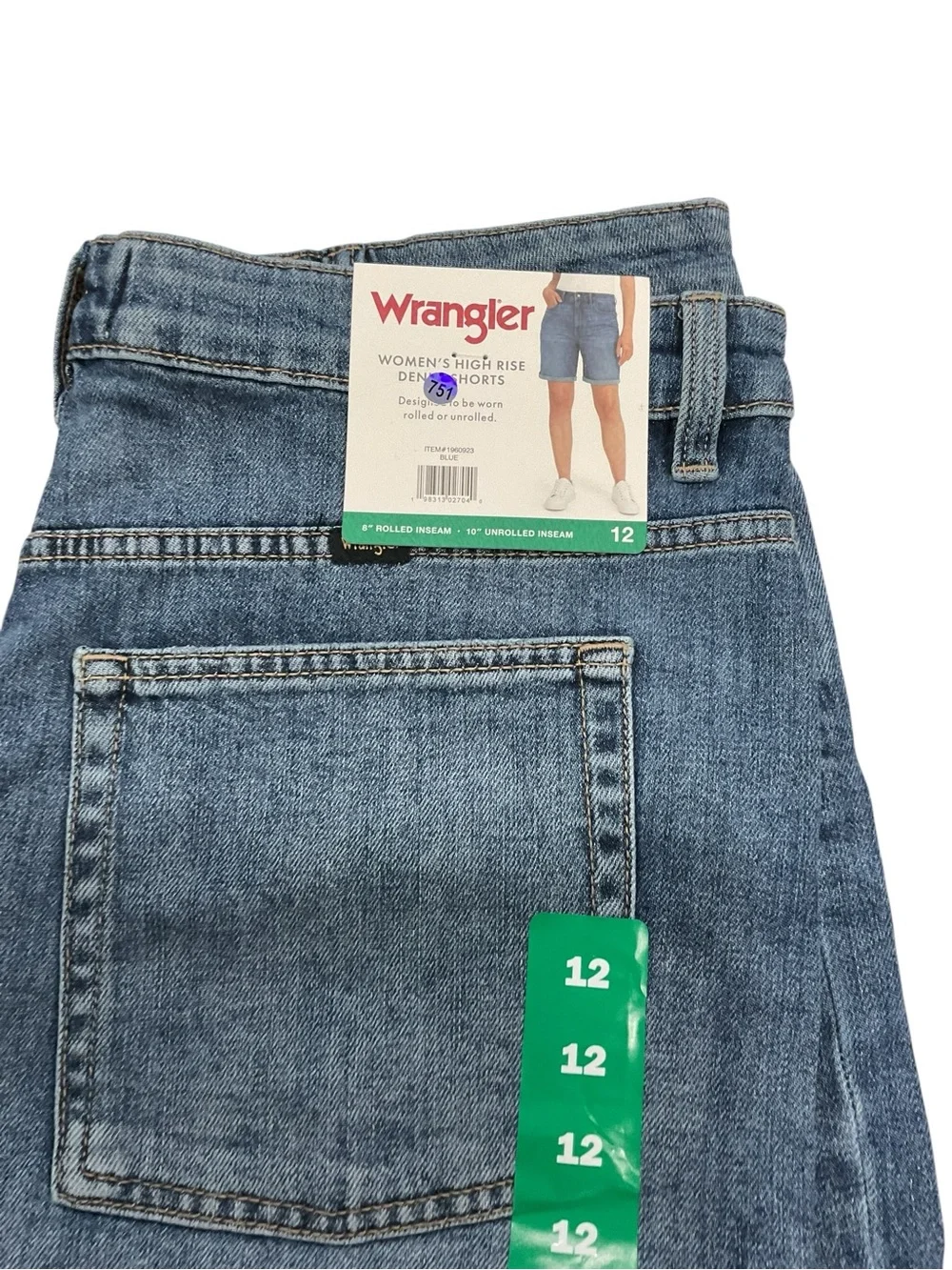 Wrangler Womens High Rise Denim Shorts Blue Size 12 NWT 1960923